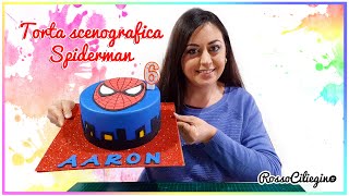 Torta scenografica a tema Spiderman semplice spiderman cake fakecake tutorial [upl. by Ehcar403]