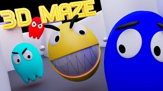 PACMAN vs GHOSTS Battle in the new 3D maze [upl. by Nosle]