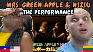 REACTION TO Mrs GREEN APPLE amp NiziU  The Performance 点描の唄 Levi Asahi 65th Anniversary Event [upl. by Ingaborg780]