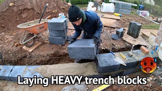 Laying HEAVY trench blocks [upl. by Elvia]