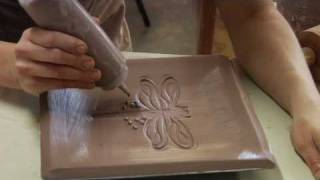 Clay Pottery Slab Building  Slip Trailing Clay Decorating [upl. by Amin]