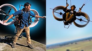 Flying with four giant drone motors ducted propeller paramotor [upl. by Alvita]