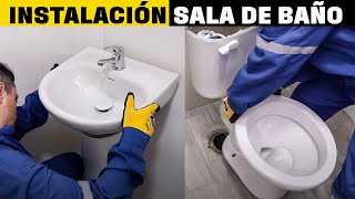 Instalación en sala de baño Inodoro y lavamanos [upl. by Calmas]