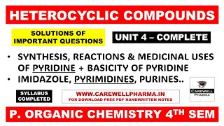 Unit 4 Complete  Heterocyclic compounds  Pyridine Pyrimidine Imidazole Purine  poc 3 4th semester [upl. by Shaper]