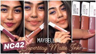 MAYBELLINE SUPERSTAY MATTE INK LIPSTICKS ON DUSKY SKIN  SWATCHES AND REVIEW  NUDE LIPSTICKS [upl. by Tia809]