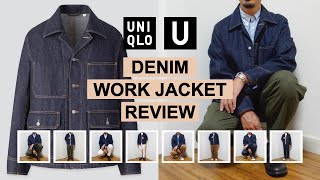 【UNIQLO U】30代後半の デニムワークジャケット 着回しコーデ＆購入レビュー（ユニクロ U 秋冬 メンズ カラーコーデ提案 [upl. by Eirrab]