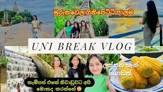 UNI BREAK VLOG  Campus නිවාඩුවට අපි යන Trip 🚌  Ginipetti Palama Muruthawela Reservoir  Sri Lanka [upl. by Oakleil669]