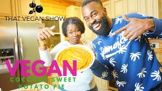 Homemade Vegan Coconut Sweet Potato Pie  What I Eat In A Day  Vegan Recipe [upl. by Dekeles]