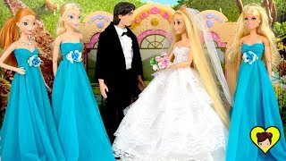 Barbie Rapunzel Rutina de Mañana con Vestido de Novia Princesa [upl. by Jeralee]