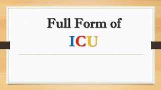 Full Form of ICU  Did You Know [upl. by Amalie842]