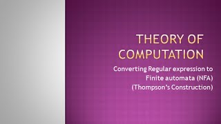 Converting Regular expression to Finite automataNFA  Thompson’s Construction [upl. by Lari]