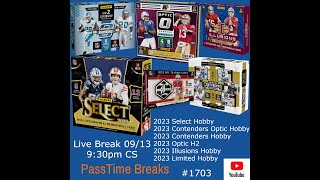 0913  2023 SELECT CONTENDERS OPTIC NFL  6 Box Hobby Mix 1703 LIVE BREAK [upl. by Enaasiali]