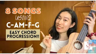 8 SONGS WITH 4 EASY CHORDS Ukulele Tutorial by Chairia Tandias [upl. by Kunkle355]