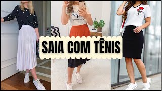 Moda Evangélica Saia Com Tênis Combina Tendência de Looks Com Saias  Moda Cristã Roupas Feminina [upl. by Auston]