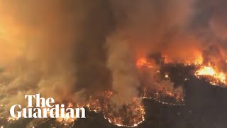 Aerial footage shows wildfires raging in the Australian state of Victoria [upl. by Rickard]