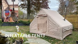 Inflatable HOT TENT camping with my dog [upl. by Okoy304]