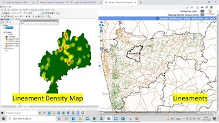 Lineament and lineament density map preparation using bhuvan data [upl. by Sonny]