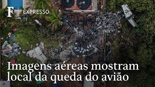 Imagens aéreas mostram local onde avião caiu em Vinhedo [upl. by Donny]