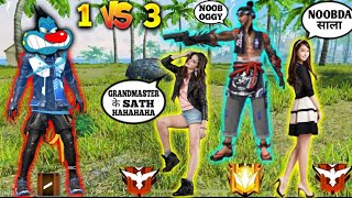 Grandmaster Girls Call Oggy Noobda  1 VS 3  Custom Match  Free Fire  Minecraft  Triple Slot [upl. by Lachman203]