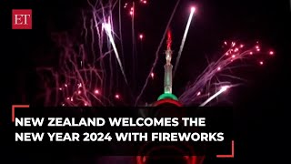 New Zealands Auckland welcomes the new year 2024 with fireworks [upl. by Chung408]