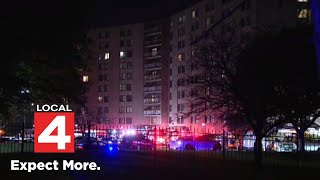 Residents evacuated following fire at Thompson Tower apartments in Inkster [upl. by Cuthbert]