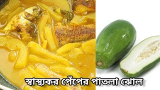 মাছ দিয়ে পেঁপের পাতলা ঝোল রান্না। PEPE DIYE MACHER JHOL  PEPER TORKARI  KACHA PEPE RECIPE BENGALI [upl. by Ahsetra320]