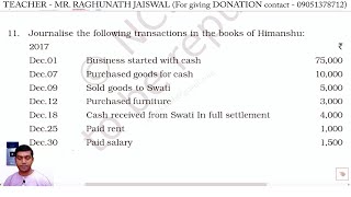 Journalise the following transactions in the books of Himanshu  Journal entry solved problem 11 [upl. by Vacuva]