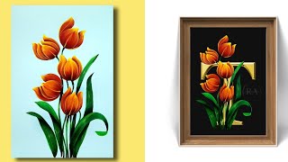 EASY FLOWER Painting Using ROUND BRUSH Acrylic Painting Flowers [upl. by Zampino79]