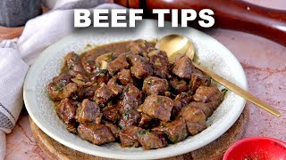 Garlic Beef Tips and Gravy  20 Minute Recipe [upl. by Dhumma693]