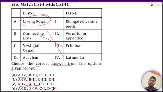 Match ListI with ListII ListI ListII A Living Fossil I Elongated canine teeth B Connecting Link [upl. by Iddo156]