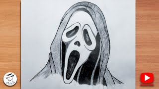 How to Draw Ghost face  Scream  Easy Halloween sketch [upl. by Eznyl]