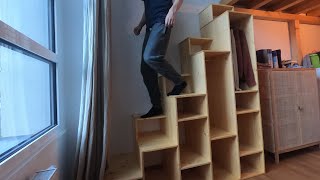 Hochbett Treppe mit Regal bauen  loft bed stairs shelf [upl. by Dorkus423]