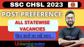 CHSL 2023 POST PREFERENCE  STATEWISE VACANCIES  RTI REPLY ssc chsl2023 [upl. by Hoashis]