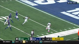 Breece Hall Long Touchdown Run After Catch [upl. by Ttihw]