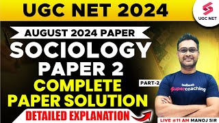 UGC NET Sociology Question Paper 2024  UGC NET Sociology Paper 2 2 By Manoj Sir [upl. by Maze]