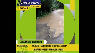 Tropical storm Rafael passes through Jamaica causing flooding and landslide [upl. by Wolfort]