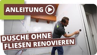 Dusche ohne Fliesen renovieren mit großformatigen Platten [upl. by Suoivatnom842]