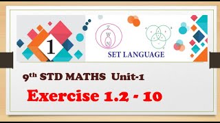 9th STD Maths UNIT1Exercise 12  10  SET LANGUAGE Tamil amp English MediumShanthiMathsr2t [upl. by Iniffit]