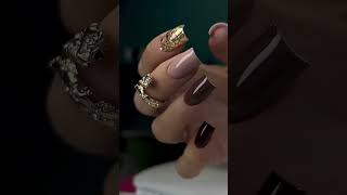 Fall Nail Colors 2024 Gold Brown and Light Brown Vibes 🌟🍁 nails nailart [upl. by Esilenna]