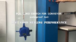 IP67 Emergency Stop Pull Cord Switch for Protecting Belt Conveyor WATERPROOF TEST [upl. by Esmond]