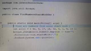 find all elements from array start with 1 using java8javatechinterview java8stream java java8 [upl. by Stanton]