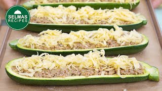 Gefüllte Zucchini mit Hackfleisch  Low Carb  Schnelles Abendessen ✅ [upl. by Walls]