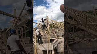 Cutting edge of a ridge Board wood diy carpenter architecture jamaica shorts [upl. by Nesyrb]