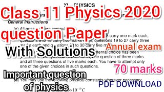 Class 11 Physics question paper with solution  2020  Annul Exam class 11 Physics sample paper [upl. by Remle]