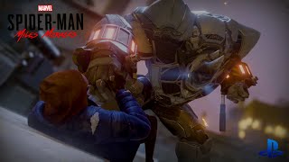 Marvel Spiderman Vs Rhino Fight Scene ps5 gameplay spiderman marvel [upl. by Ekard]