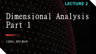 Lecture 2  Dimensional Analysis of Mathematical Models part 1 [upl. by Yoko238]