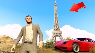 GRAND THEFT AUTO EN PARÍS La Torre Eiffel  GTA V Mods [upl. by Tareyn930]