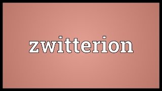 Zwitterion Meaning [upl. by Danyluk]