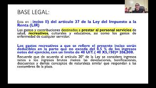 GASTO DEDUCIBLES CON LÍMITE  GASTOS RECREATIVOS CASO PRÁCTICOAr 37ºLey Renta [upl. by Ahsuat167]