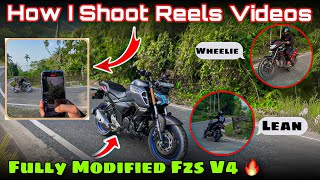 Modified Fzs V4 🚀 2024 Reels Shoot  Wheelie and Cornering 😱  How I shoot Reels for instagram [upl. by Ycnaffit]